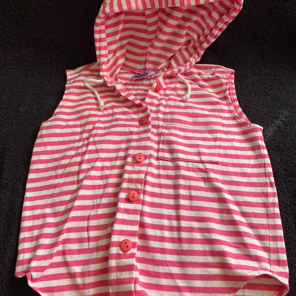 Striped Pink Sleeveless Hoodie for Kids - Picture 1 of 8